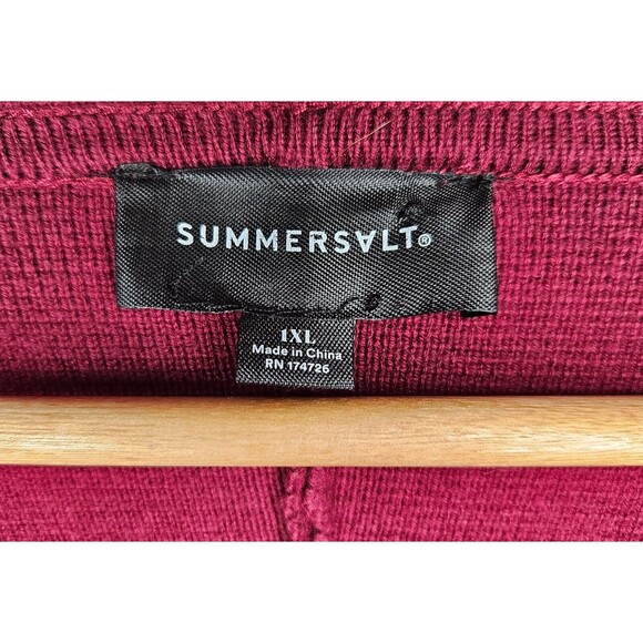 SUMMERSALT Ribbed Sweater Blazer Jacket Pinot Red Womens Large 1XL Single Button - Picture 7 of 9